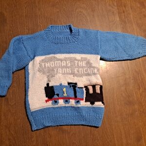 Wool Blue Thomas the Tank Engine Sweater
